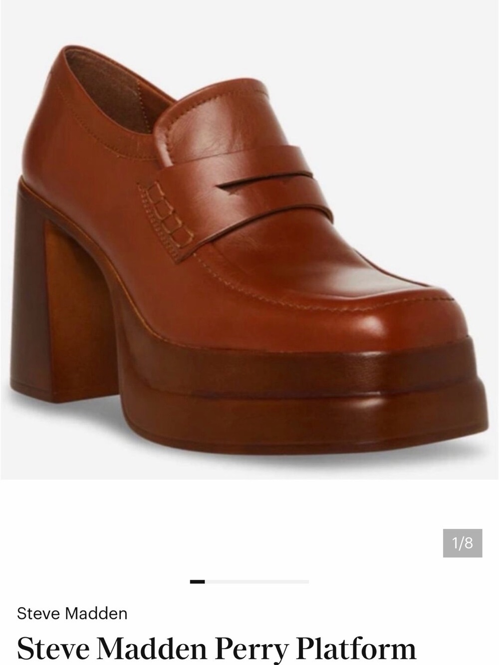 Steve Madden Platform Penny Loafer in Chestnut Brown